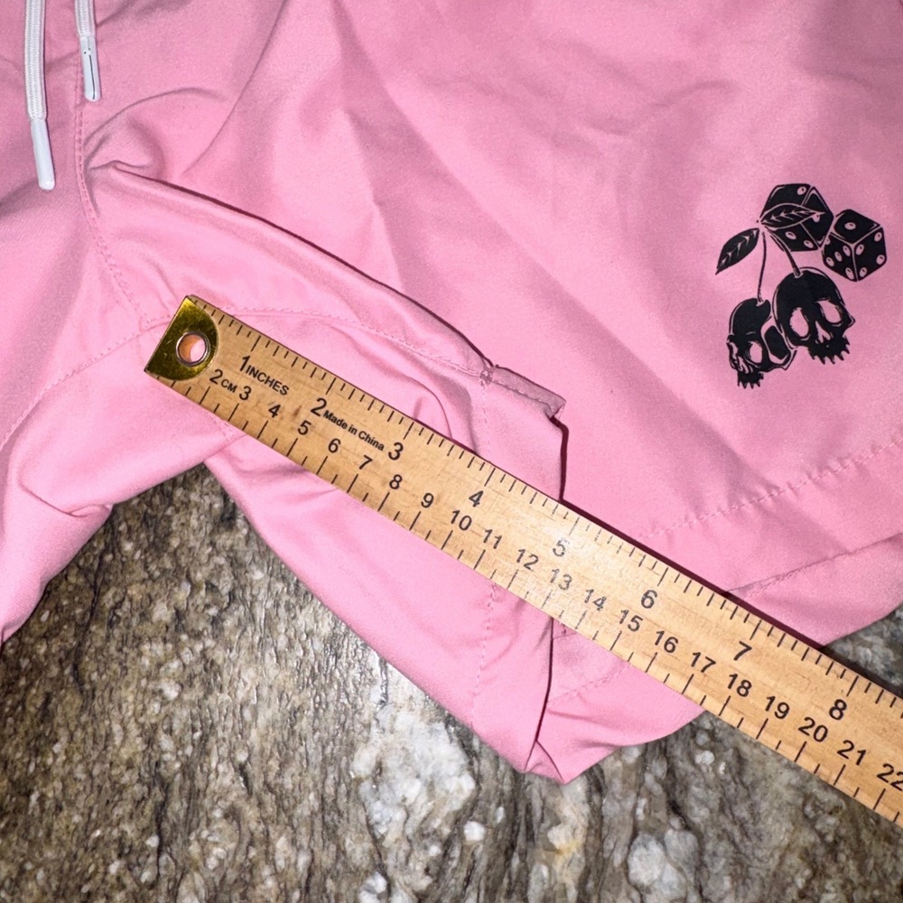 Punk Swim Trunk L Pink Skull Rose Graphic WXYZ MFG CO - Picture 5 of 11